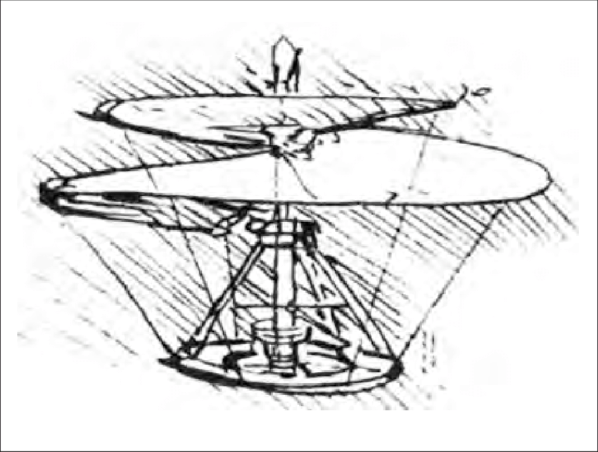 Leonardo Da Vinci’s air screw, a forerunner of modern helicopter designs